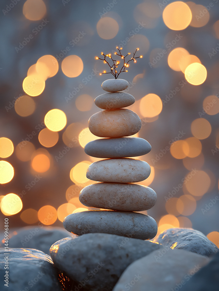Obraz premium stones forming balanced tower