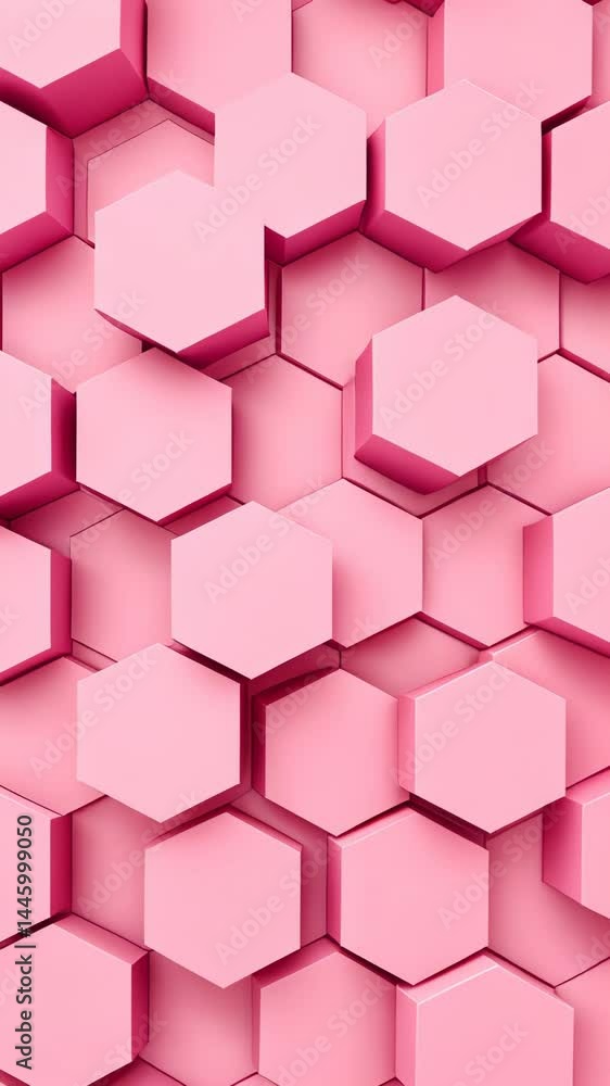 Dynamic pink hexagon transformation in seamless motion animation
