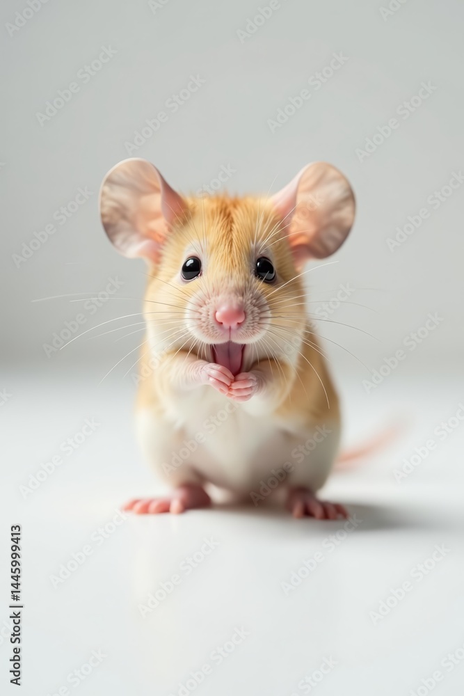 Tiny spiky mouse posing on clean white surface, mammal, adorable, cute Tiny spiky mouse posing on clean white surface, mammal, adorable, cute