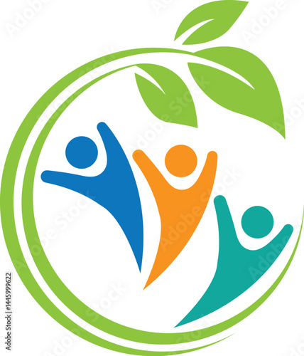 People Healthy life Group Logo. Eco life. Vector graphic design illustration modern logo