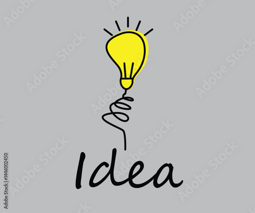 Light bulb idea with continuous line drawing vector.

