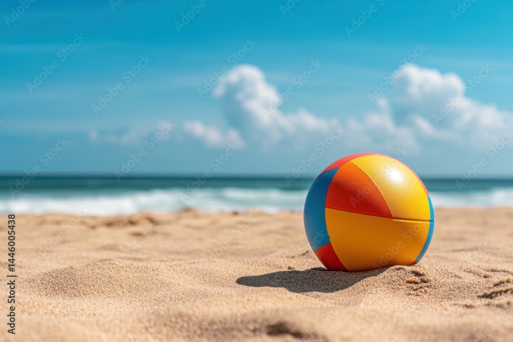 Obraz premium Beach ball on the sand near the sea