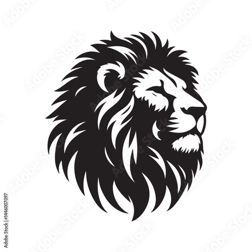 A lion's head silhouette vector, logotype 