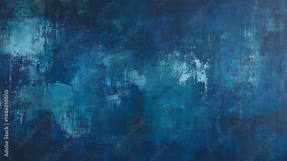 Abstract Indigo Painting with Textured Brush Strokes and Turquoise Accents Art Abstract Indigo Painting with Textured Brush Strokes and Turquoise Accents Art