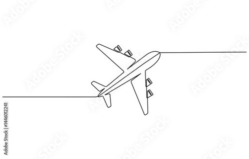 Continuous one line drawing airplane. vehicle concept. Single line draw design graphic vector illustration, with transparent background.