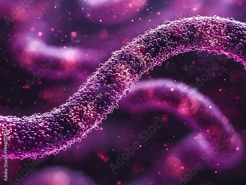 Microscopic helical structure, vibrant purple hue