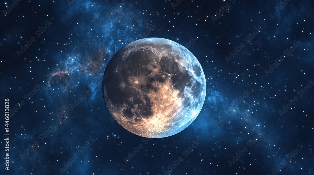 Fototapeta premium Majestic moon in cosmic nebula