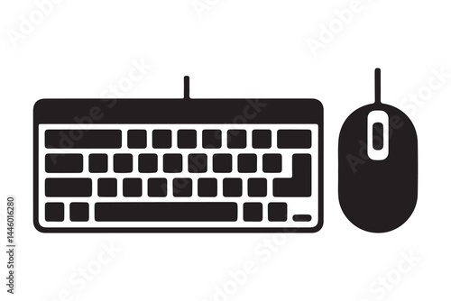 Keyboard mouse icon silhouette art vector on white background