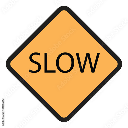 yellow slow road sign
