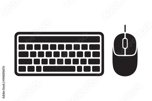 Keyboard mouse icon silhouette art vector on white background