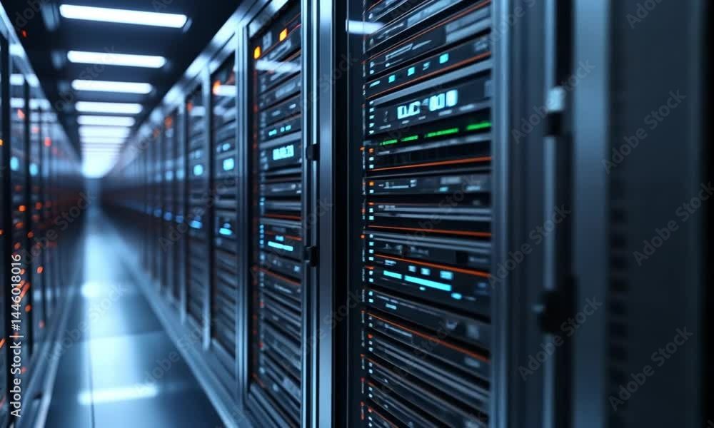 High-Tech Data Center: Servers, Network, Technology High-Tech Data Center: Servers, Network, Technology