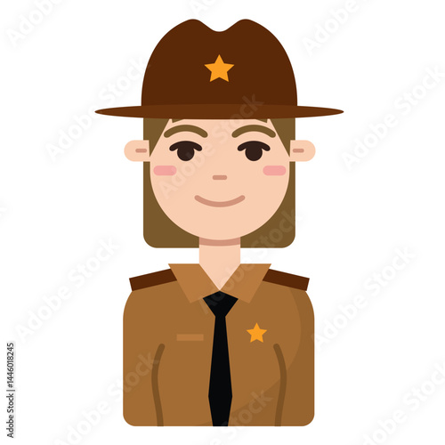 Female sheriff character. Vector