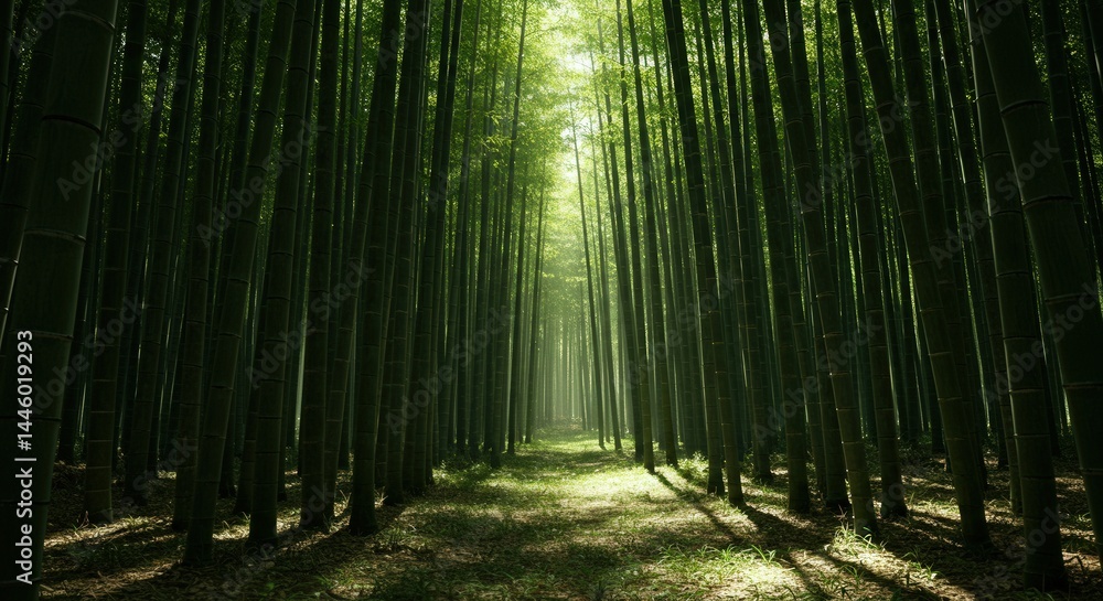Obraz premium rays of light through the bamboo forest