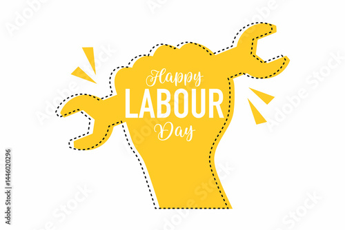 Labour Day Celebration Design with Clenched Fist and Wrench