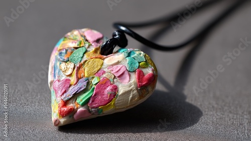 Colorful Heart Shaped Mosaic Necklace photo