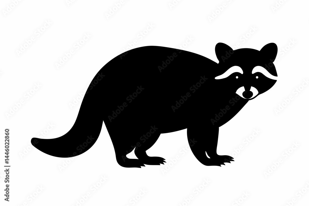 Obraz premium Silhouette of a crouching raccoon