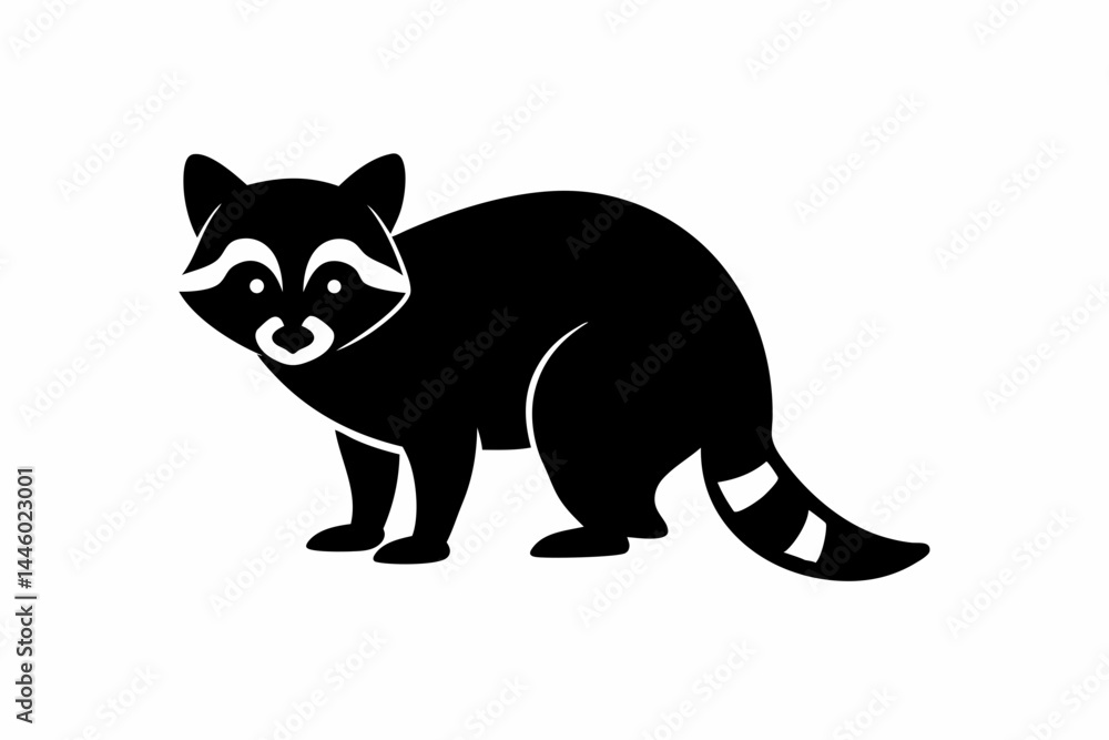 Fototapeta premium Silhouette of a crouching raccoon