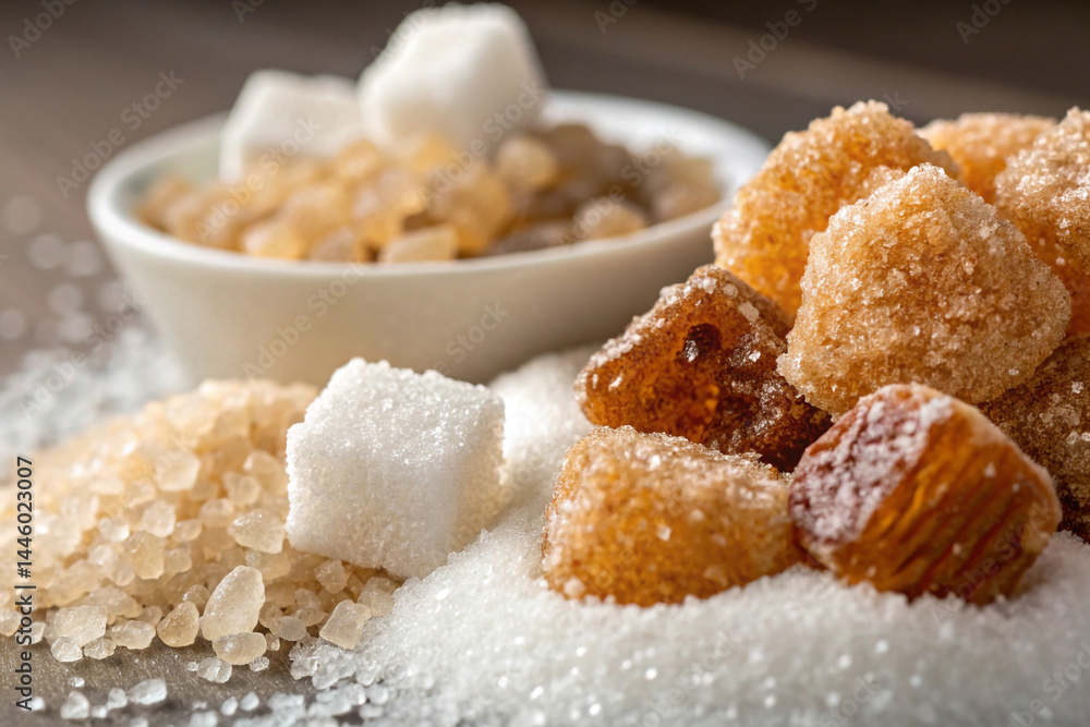 Macro shot showing sugar crystals, gooey centers, or crispy textures Macro shot showing sugar crystals, gooey centers, or crispy textures