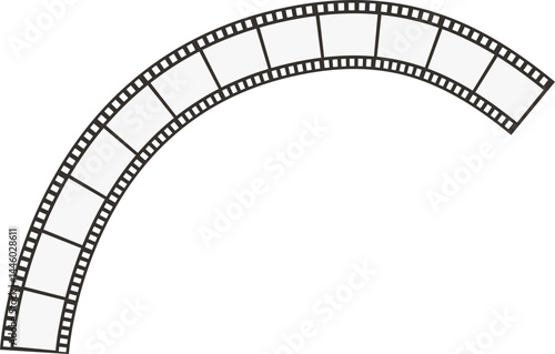 Curved arc path of movie film tape.