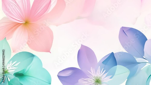 Seamless Loop Animation of Floral Watercolor Flower Patterns