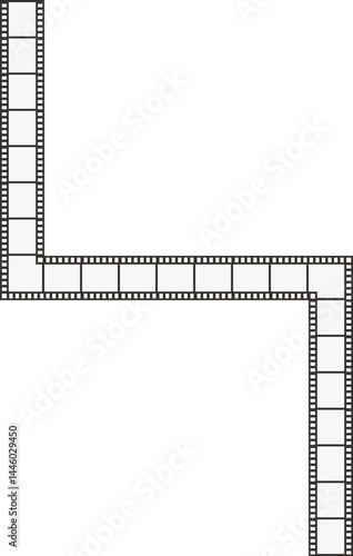 Line of film strips with two right angles.
