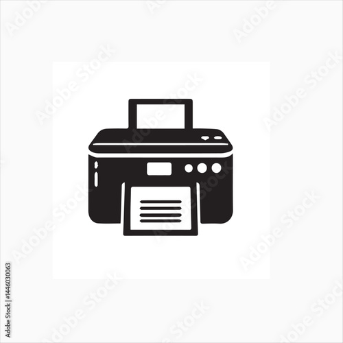 Printer Silhouette Vector — Black Icon Isolated on White Background