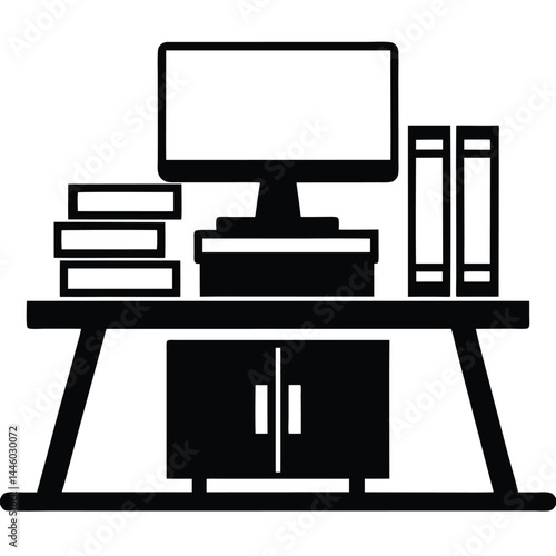 librarian element isolated computer station on white background