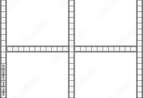 Film strip with three parallel lines connected by a perpendicular line.