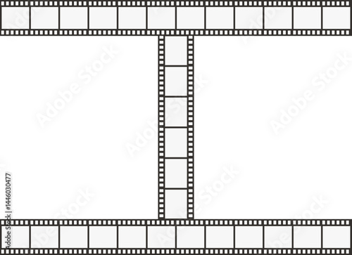 Film strip with two parallel lines connected by a perpendicular line.