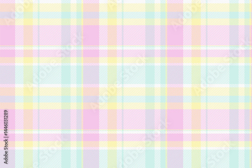 Multicolor vector check textile, structure tartan background seamless. Rich plaid pattern texture fabric in light and white colors.