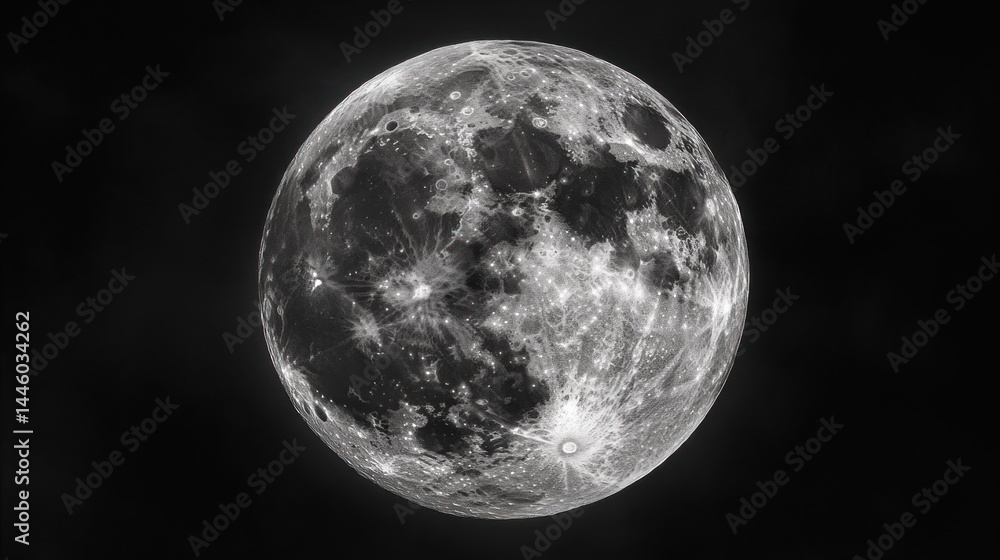 Full moon in detailed grayscale Full moon in detailed grayscale