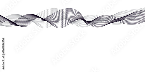  "Create a vector illustration of a black and white twisted ribbon-like wave. The design should feature smooth, overlapping transparent layers with a slight 3D effect. The background must be plain whi