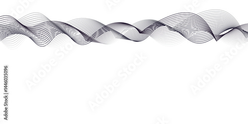  "Create a vector illustration of a black and white twisted ribbon-like wave. The design should feature smooth, overlapping transparent layers with a slight 3D effect. The background must be plain whi