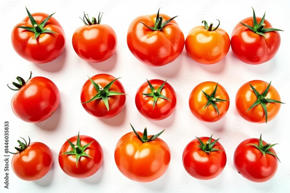 Collection of various tomatoes isolated on a white background, juicy, ripe Collection of various tomatoes isolated on a white background, juicy, ripe