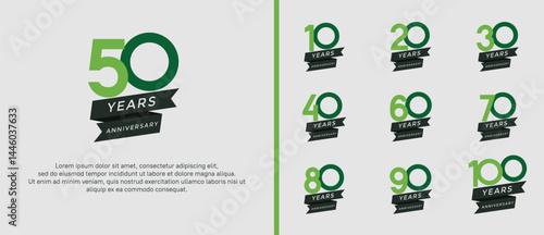 set of anniversary logo flat green color on white background for celebration moment
