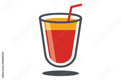 Vibrant refreshing drink in a glass with a straw illustration art
