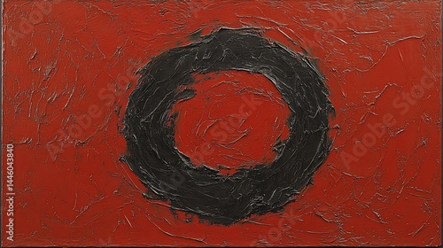 Abstract Circle on Textured Red Background