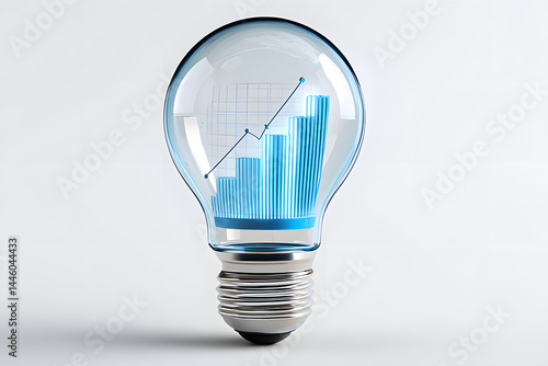 Bombilla con gráfica ascendente como concepto de innovación y crecimiento empresarial