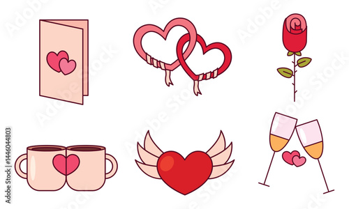 Colorful love heart icons. Vector