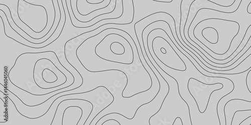 black and white vector illustration of a topographic contour map with irregular, organic line patterns. Use only black lines on a white background. The style should replicate a technical topographic m