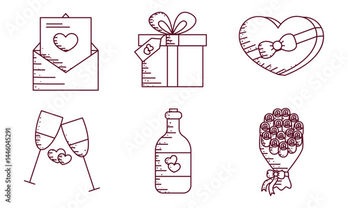 Valentine full icons set. Vector