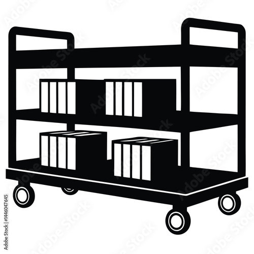 librarian element isolated multi shelf trolley on white background