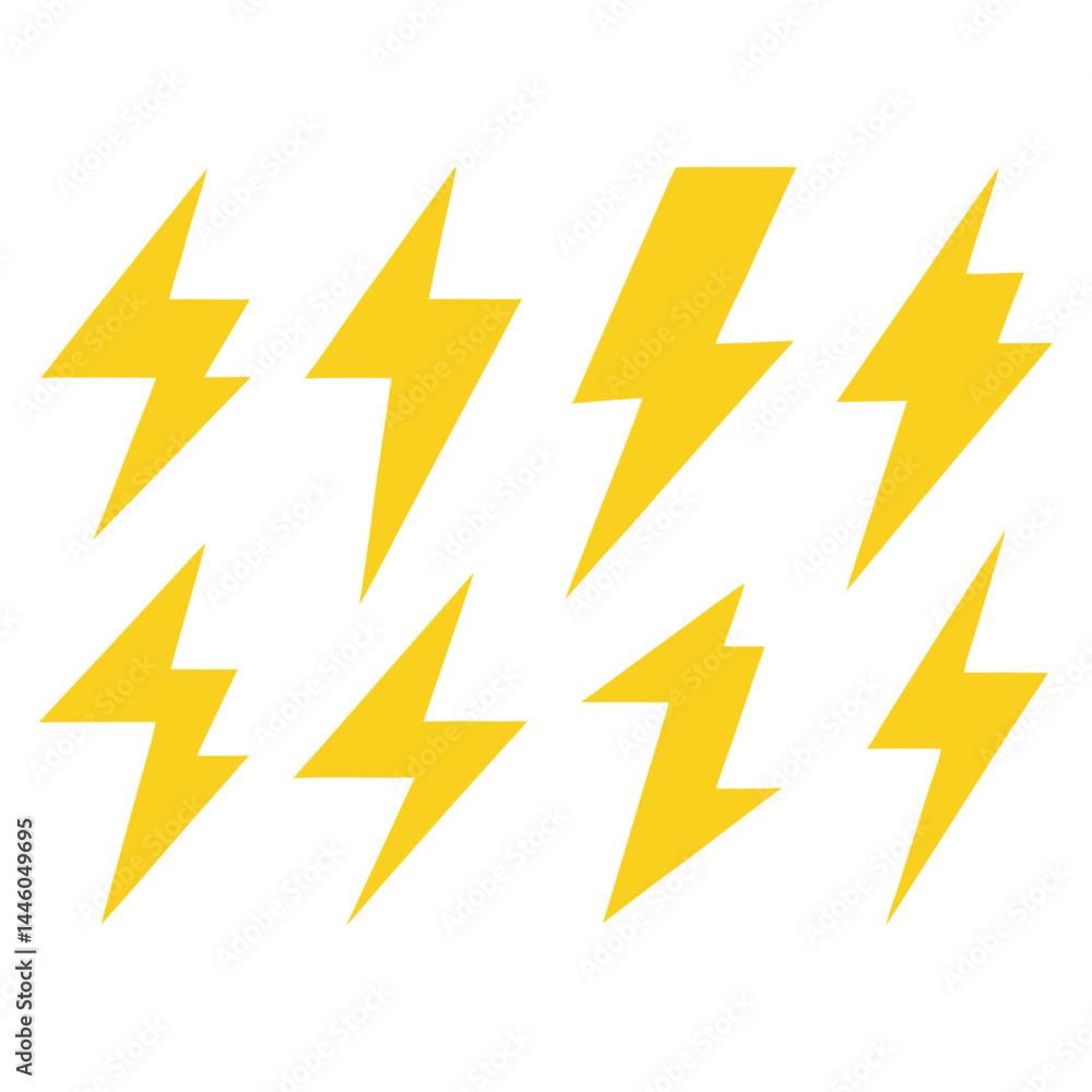 Sketch Style Lightning Bolt Icon Set Sketch Style Lightning Bolt Icon Set