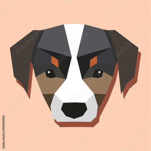 Low poly dog head front. Vector