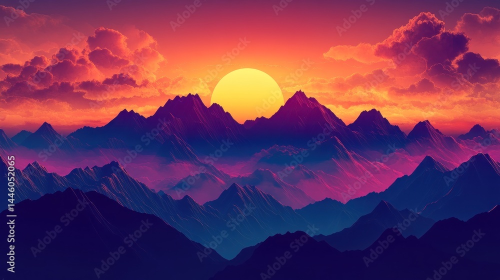 custom made wallpaper toronto digitalSunrise over majestic mountains. Vibrant colors paint the sky and peaks
