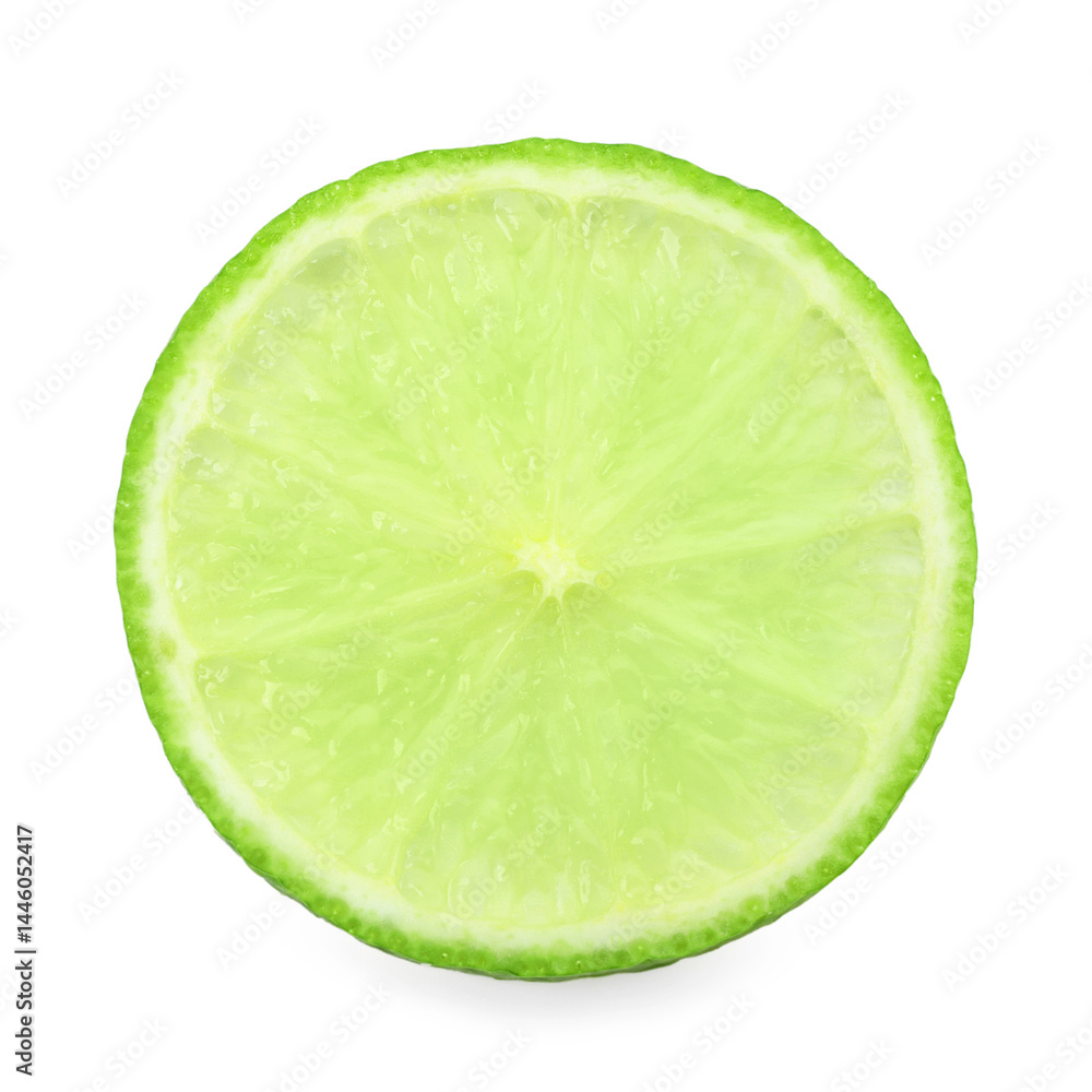 Slice of fresh ripe lime isolated on white, top view Slice of fresh ripe lime isolated on white, top view