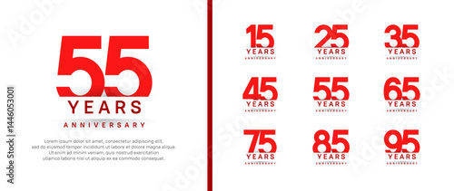 set of anniversary logo style. vector design red color for celebration