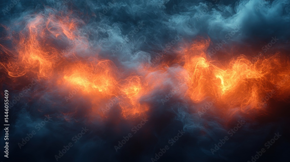 Abstract swirling energy formation with fiery orange and dark teal hues Abstract swirling energy formation with fiery orange and dark teal hues