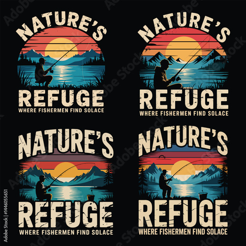 Nature's Refuge: Where Fishermen Find Solace" Vintage Design