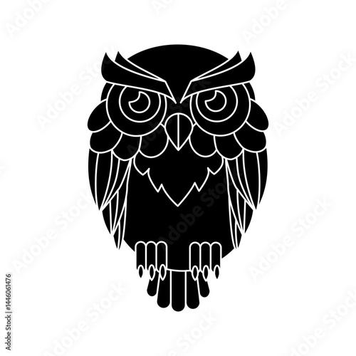 owl icon white on background